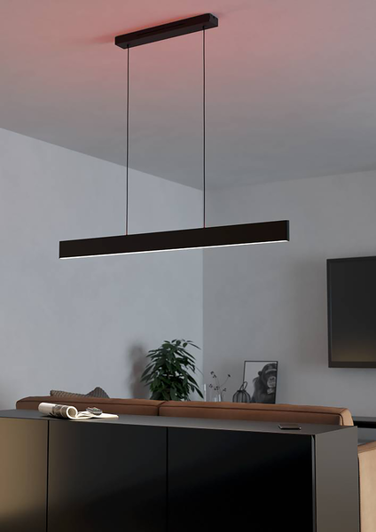 LED-Pendelleuchte Andreas-Z - Polycarbonat / Stahl - 2-flammig - Schwarz