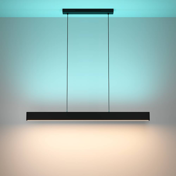 LED-Pendelleuchte Andreas-Z - Polycarbonat / Stahl - 2-flammig - Schwarz