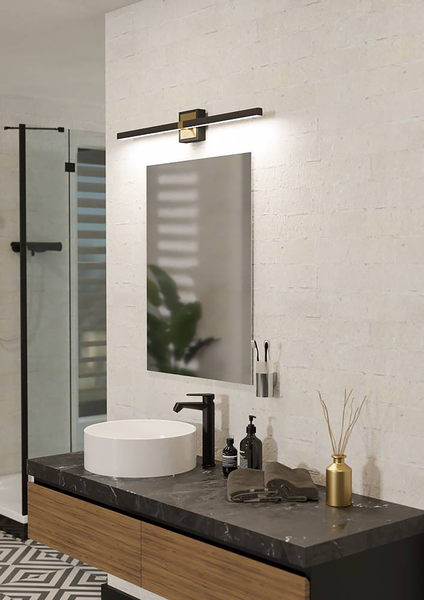 LED-Wandleuchte Peguera - Polycarbonat / Stahl - 1-flammig - Breite: 80 cm
