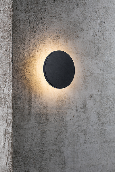 Wandleuchte Artego Round - Aluminium - Schwarz - 1-flammig