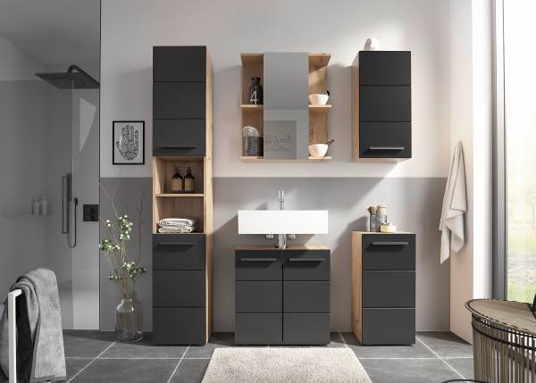 Waschbeckenunterschrank Poway - Matt Schwarz