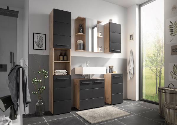 Waschbeckenunterschrank Poway - Matt Schwarz