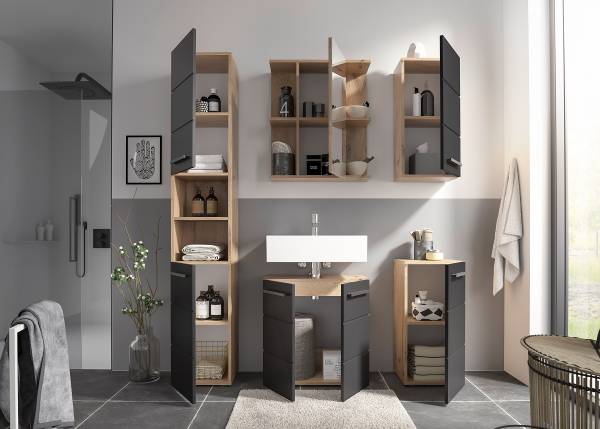 Waschbeckenunterschrank Poway - Matt Schwarz