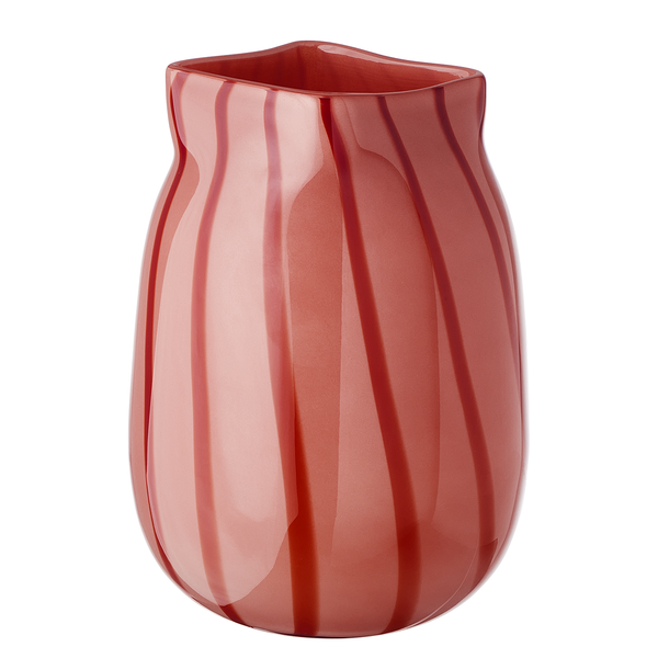 Vase CANDY Streifen - Glas - Rot