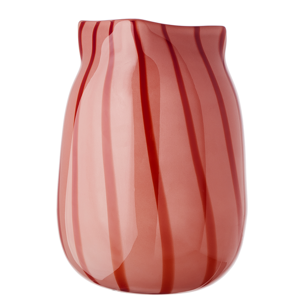Vase CANDY Streifen - Glas - Rot