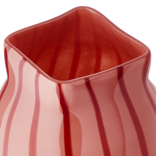 Vase CANDY Streifen - Glas - Rot