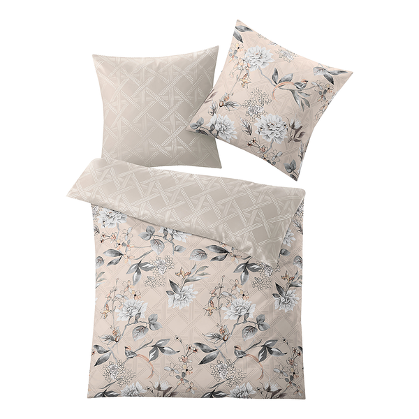 Mako-Satin Bettwäsche Kessia - Baumwolle - Taupe - 135 x 200 cm