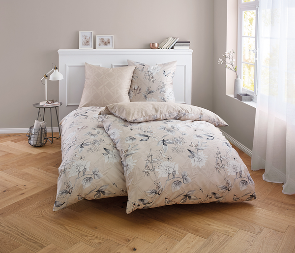 Mako-Satin Bettwäsche Kessia - Baumwolle - Taupe - 155 x 220 cm
