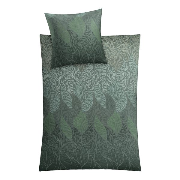 Mako-Satin Bettwäsche Jamiro - Baumwolle - Tannengrün - 155 x 220 cm