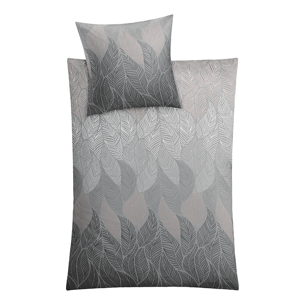 Mako-Satin Bettwäsche Jamiro - Baumwolle - Grau - 155 x 220 cm
