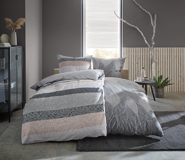 Mako-Satin Bettwäsche Jamiro - Baumwolle - Grau - 155 x 220 cm