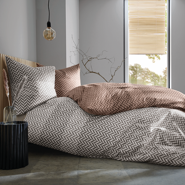 Mako-Satin Bettwäsche Cosy - Baumwolle - Braun / Dunkelbraun - 155 x 220 cm