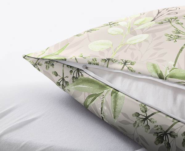 Mako-Satin Bettwäsche Lukardis - Baumwolle - Olivgrün / Beige - 155 x 220 cm