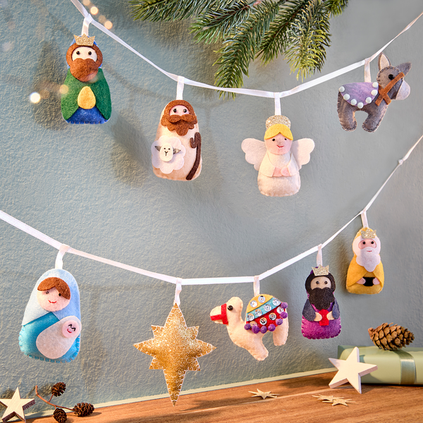 Girlande X-MAS Krippe - Polyester - Bunt