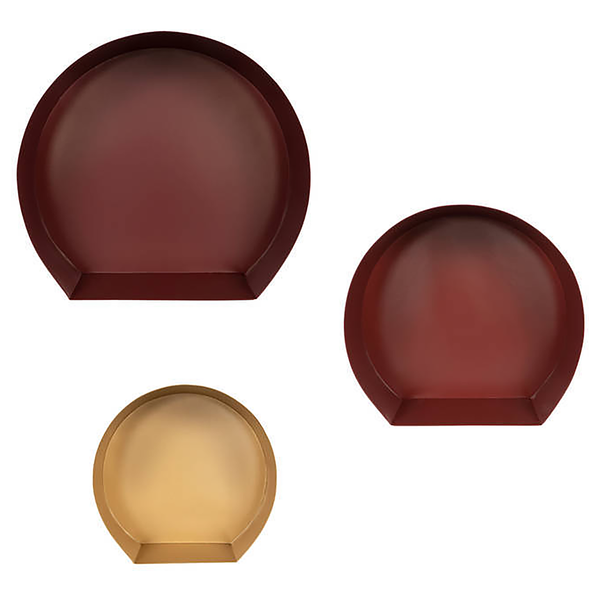 Wandregal Triple 3er-Set - Eisen - Gold - Dunkelrot