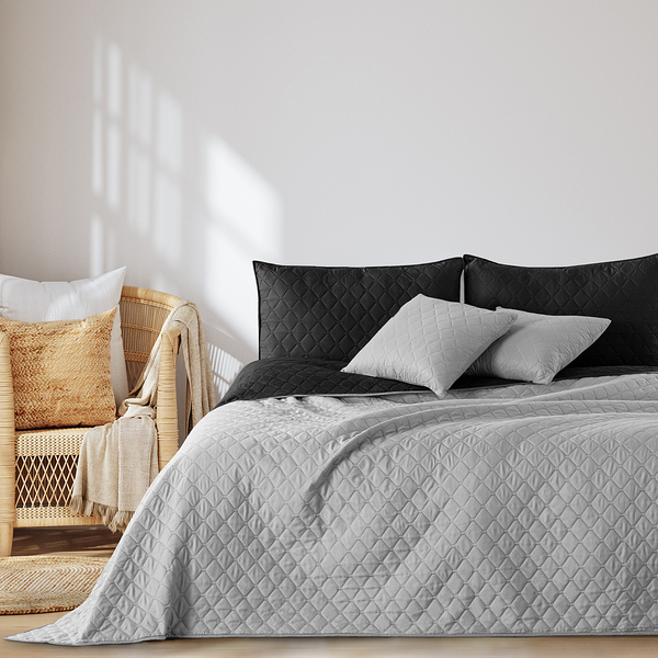Tagesdecke Daxel - Polyester - Schwarz / Grau - 260 x 280 cm