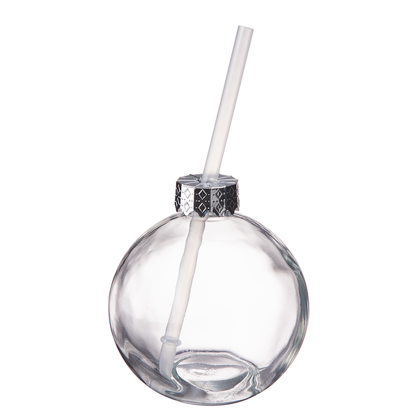 Glaskugel SANTA'S BUBBLE mit Trinkhalm - Glas / Polypropylen - Durchscheinend
