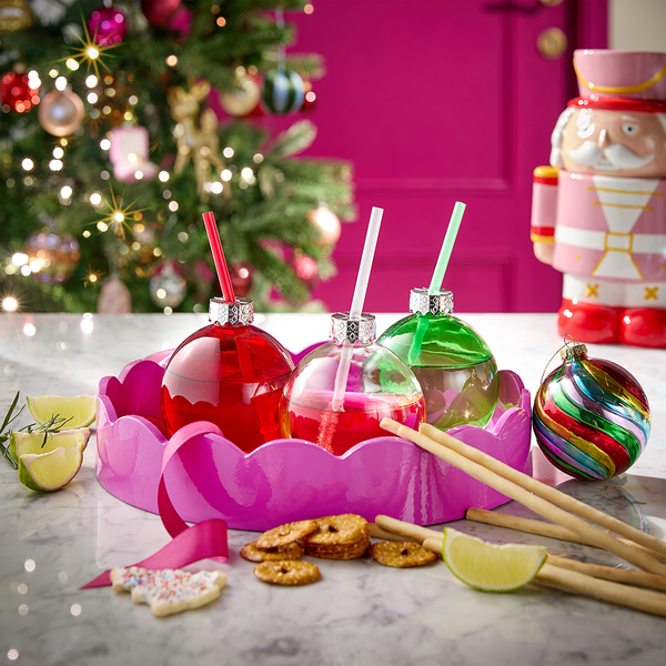 Glaskugel SANTA'S BUBBLE mit Trinkhalm - Glas / Polypropylen - Durchscheinend