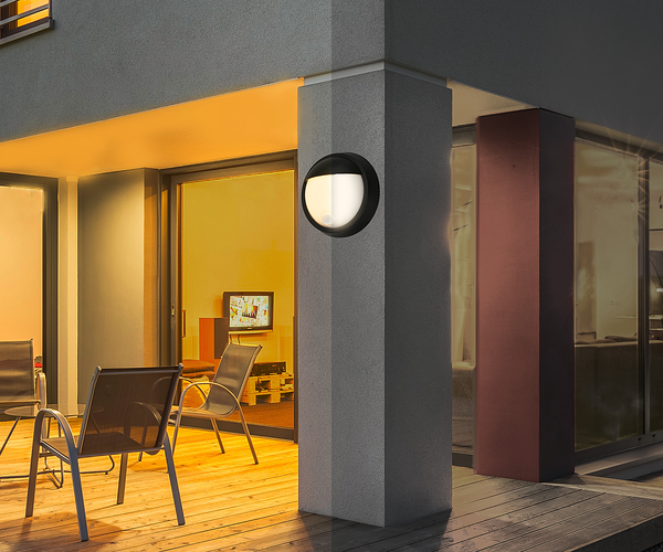 LED-Wandleuchte Less mit Sensor - Aluminium / Kunststoff - 1-flammig - Schwarz