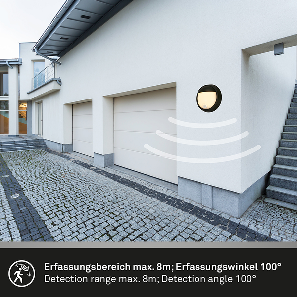 LED-Wandleuchte Less mit Sensor - Aluminium / Kunststoff - 1-flammig - Schwarz