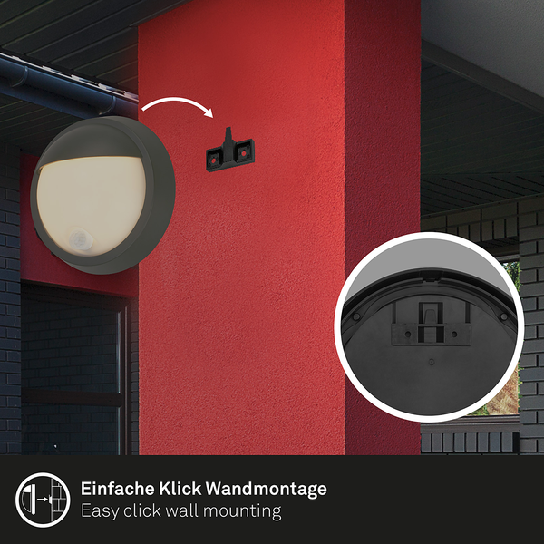 LED-Wandleuchte Less mit Sensor - Aluminium / Kunststoff - 1-flammig - Schwarz