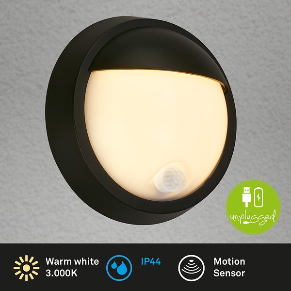LED-Wandleuchte Less mit Sensor - Aluminium / Kunststoff - 1-flammig - Schwarz