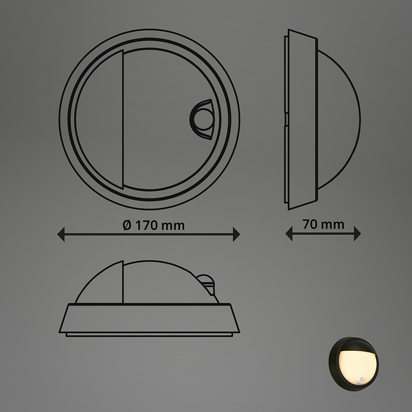 LED-Wandleuchte Less mit Sensor - Aluminium / Kunststoff - 1-flammig - Schwarz