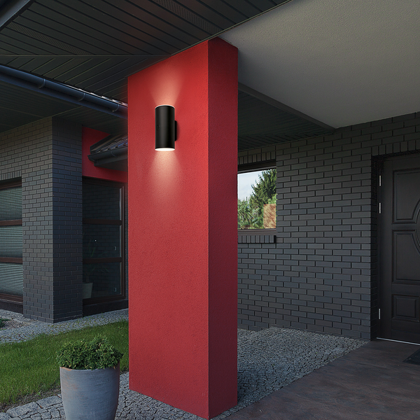 LED-Wandleuchte Upsa - Kunststoff - 1-flammig - Schwarz