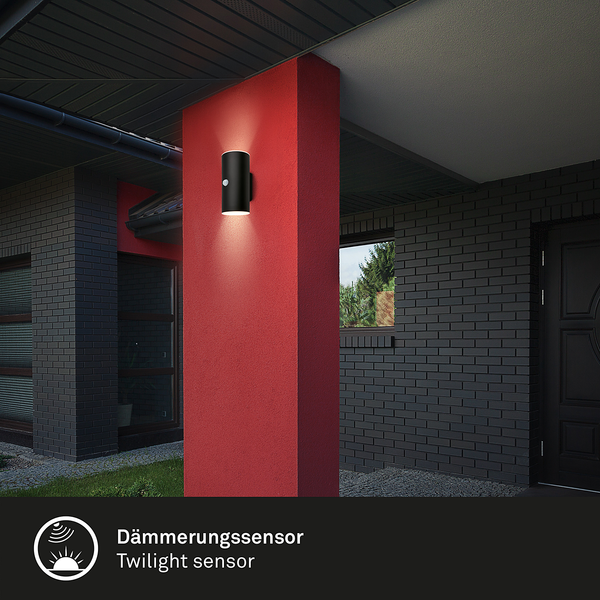 LED-Wandleuchte Upsa mit Sensor - Kunststoff - 1-flammig - Schwarz