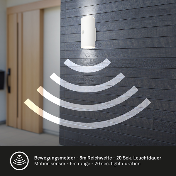 LED-Wandleuchte Upsa mit Sensor - Kunststoff - 1-flammig - Weiß
