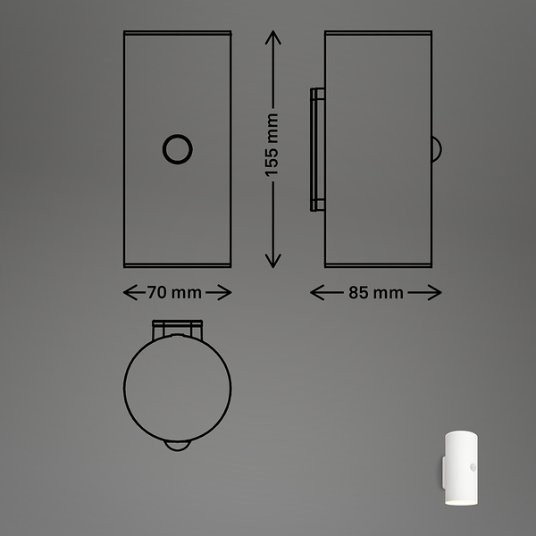 LED-Wandleuchte Upsa mit Sensor - Kunststoff - 1-flammig - Weiß