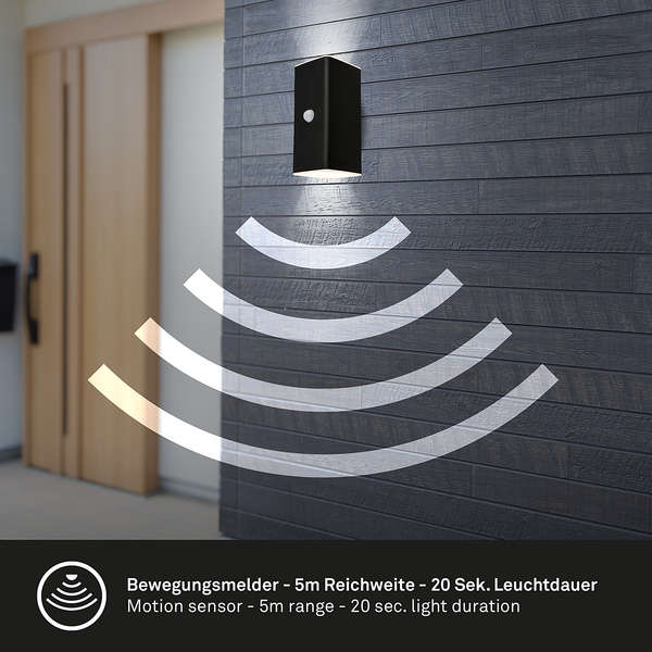 LED-Wandleuchte Eiku mit Sensor - Kunststoff - 1-flammig - Schwarz