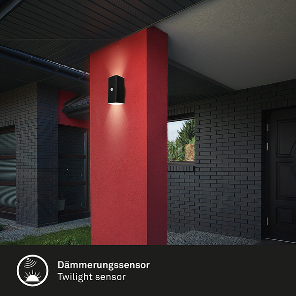 LED-Wandleuchte Eiku mit Sensor - Kunststoff - 1-flammig - Schwarz