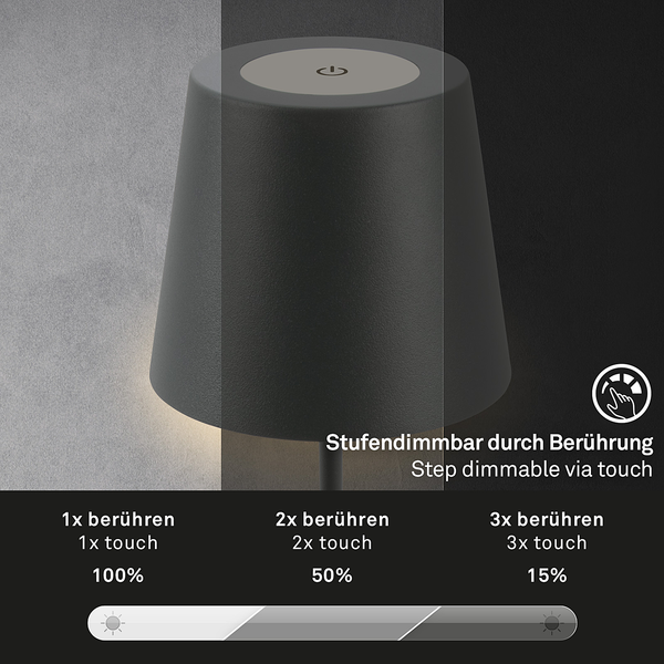 LED-Tischleuchte Tyli - Aluminium - 1-flammig - Anthrazit
