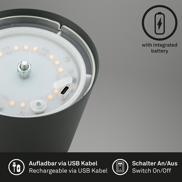 LED-Tischleuchte Tyli - Aluminium - 1-flammig - Anthrazit