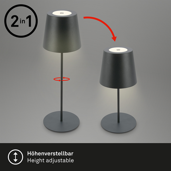 LED-Tischleuchte Tyli - Aluminium - 1-flammig - Anthrazit
