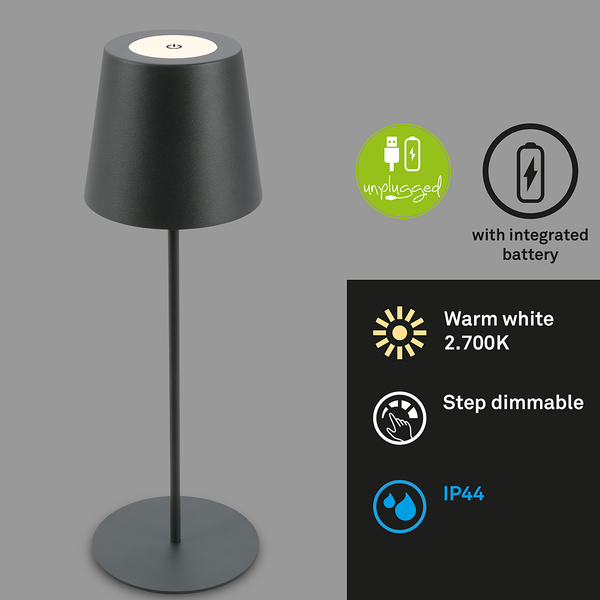 LED-Tischleuchte Tyli - Aluminium - 1-flammig - Anthrazit