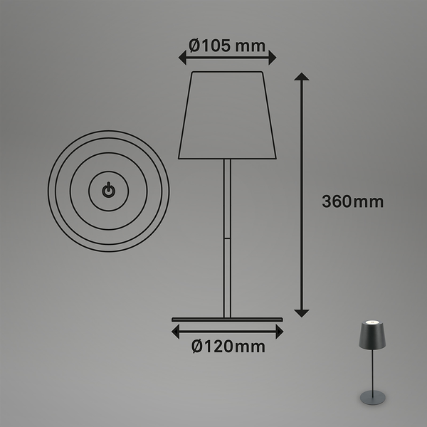 LED-Tischleuchte Tyli - Aluminium - 1-flammig - Anthrazit