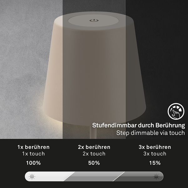 LED-Tischleuchte Tyli - Aluminium - 1-flammig - Beige