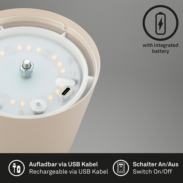 LED-Tischleuchte Tyli - Aluminium - 1-flammig - Beige