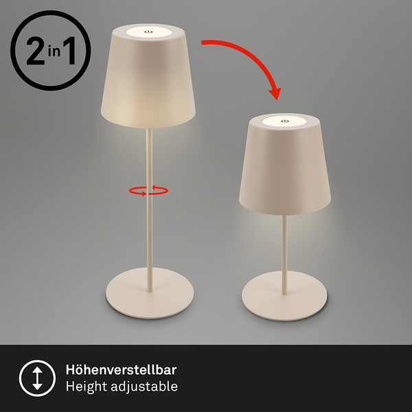 LED-Tischleuchte Tyli - Aluminium - 1-flammig - Beige