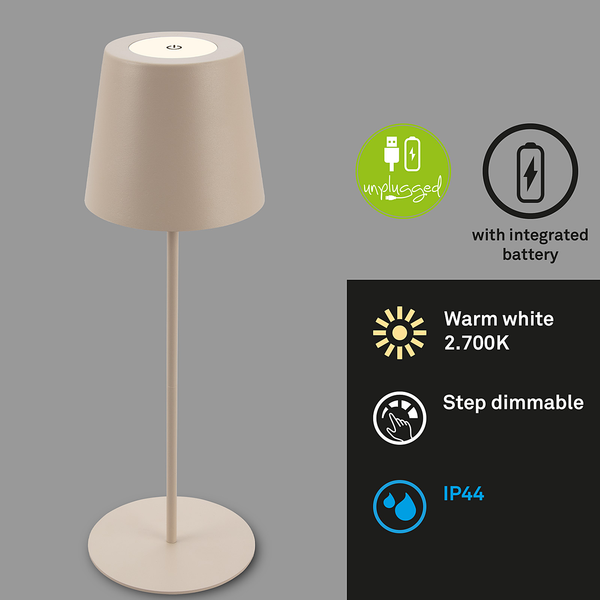 LED-Tischleuchte Tyli - Aluminium - 1-flammig - Beige