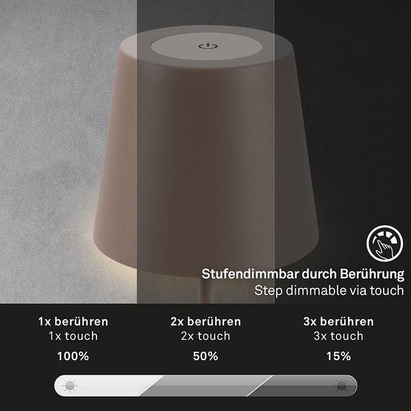 LED-Tischleuchte Tyli - Aluminium - 1-flammig - Braun