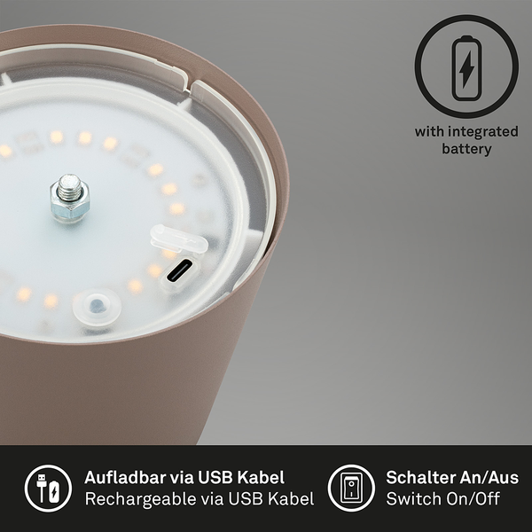 LED-Tischleuchte Tyli - Aluminium - 1-flammig - Braun