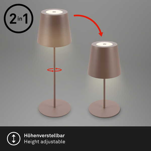LED-Tischleuchte Tyli - Aluminium - 1-flammig - Braun