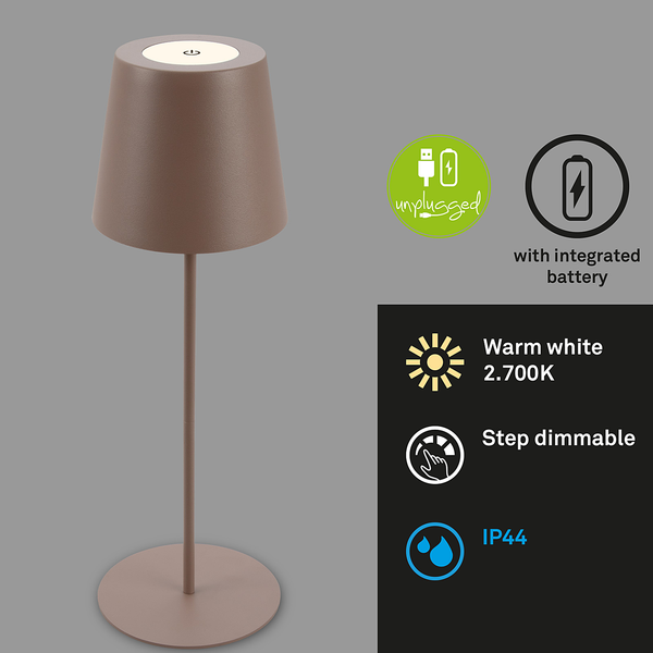 LED-Tischleuchte Tyli - Aluminium - 1-flammig - Braun