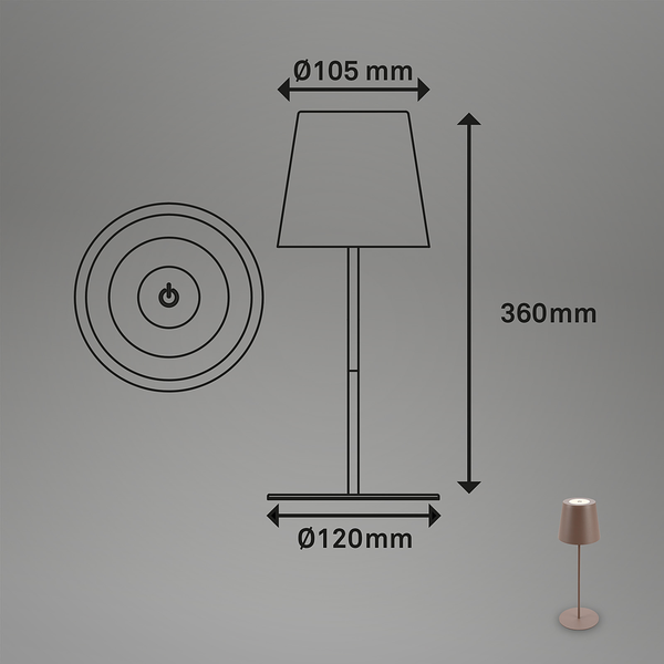 LED-Tischleuchte Tyli - Aluminium - 1-flammig - Braun