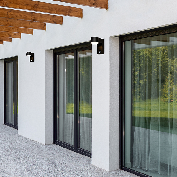 LED-Wandleuchte Hegg mit Sensor - Aluminium - 1-flammig - Schwarz