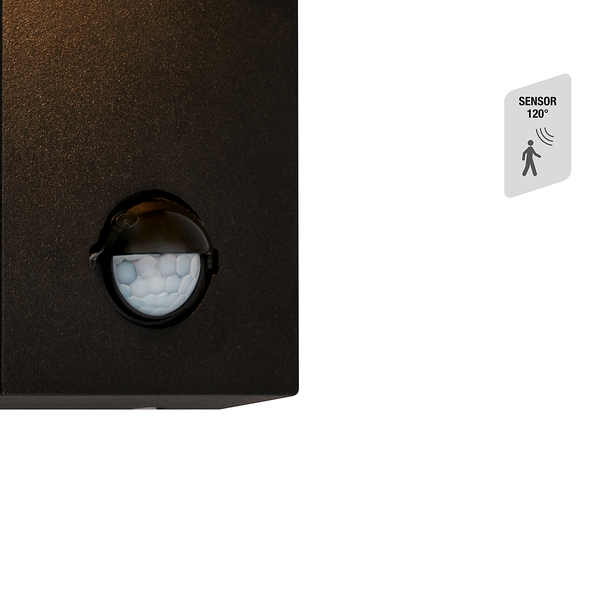 LED-Wandleuchte Hegg mit Sensor - Aluminium - 1-flammig - Schwarz