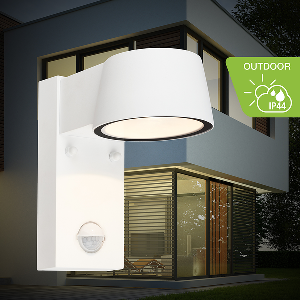 LED-Wandleuchte Hegg mit Sensor - Aluminium - 1-flammig - Weiß